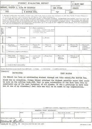 Air Traffic Control student evaluation report