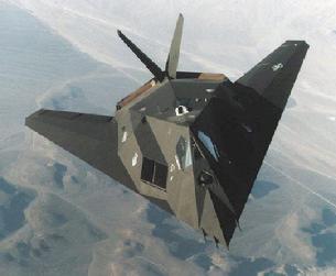 F-117 Nighthawk overhead view showing large flat exhaust area to minimize infrared signature