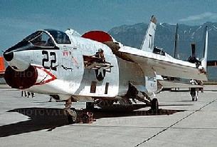 F-8 Crusader parked with wings folded