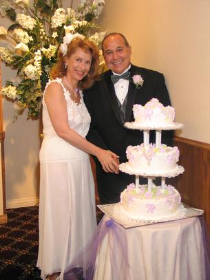 Myrna, Cal and wedding cake