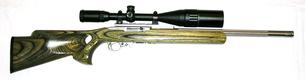 Ruger 10/22 Semi-Auto Rifle - .22 Rimfire With A Volquartsen Heavy Fluted Barrel And A Muzzle Brake - Red-Dot Scope or a 6 x 24 x 50mm AO Scope with a Red and Green Illuminated ReticleIlluminated Reticle Scope