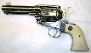 Ruger - Vaquero - .45 Colt - Single-Action Revolver - 6 Shot - 4.62 Inch Barrel - White Grips - ***** WARNING - Only the older model Vaquero is strong enough to shoot full-power .45 Colt loads